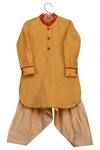 Minikin_Yellow Cotton Silk Printed Jacket Kurta Set _Online_at_Aza_Fashions