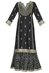 Buy_Aditi Beriwala_Black Dupion Silk Kurta Round Inner V Neck Embroidered Sharara Set  _Online_at_Aza_Fashions