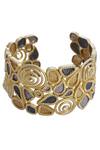 Mira By Radhika Jain_Gold Plated Metal Carved Handcuff_Online_at_Aza_Fashions