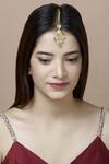 Buy_Mira By Radhika Jain_Gold Plated Metal Carved Mangtikka_at_Aza_Fashions