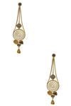 Shop Mira By Radhika Jain Gold Plated Metal Carved Long Earrings at Aza Fashions Shop_Mira By Radhika Jain_Gold Plated Metal Carved Long Earrings_at_Aza_Fashions