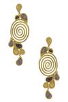 Shop Mira By Radhika Jain Gold Plated Metal Carved Dangler Earrings at Aza Fashions Shop_Mira By Radhika Jain_Gold Plated Metal Carved Dangler Earrings_at_Aza_Fashions