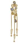 Mira By Radhika Jain_Gold Plated Stone Geometric Earrings_Online_at_Aza_Fashions