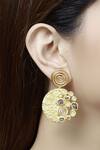 Buy_Mira By Radhika Jain_Gold Plated Carved Danglers_at_Aza_Fashions