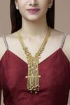 Buy_Mira By Radhika Jain_Gold Plated Carved Chain Necklace_at_Aza_Fashions