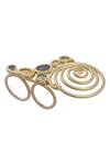 Shop_Mira By Radhika Jain_Gold Plated Carved Two Finger Ring_at_Aza_Fashions