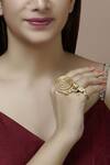 Buy_Mira By Radhika Jain_Gold Plated Carved Two Finger Ring_at_Aza_Fashions