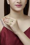 Buy_Mira By Radhika Jain_Gold Plated Carved Floral Ring_at_Aza_Fashions