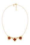 Shop_Zariin_Gold Plated Carnelian Semi-precious Stone Necklace_at_Aza_Fashions