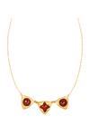 Zariin_Gold Plated Carnelian Semi-precious Stone Necklace_Online_at_Aza_Fashions