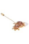 Buy_Zariin_Gold Plated Stone Floral Bead Brooch _at_Aza_Fashions