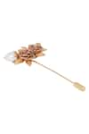 Zariin_Gold Plated Stone Floral Bead Brooch _Online_at_Aza_Fashions