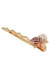 Zariin_Gold Beads Floral Hair Pin _Online_at_Aza_Fashions