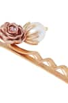 Shop_Zariin_Gold Beads Floral Hair Pin _Online_at_Aza_Fashions