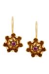 Buy_Zariin_Gold Plated Stone Floral Earrings_at_Aza_Fashions