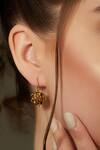 Shop_Zariin_Gold Plated Stone Floral Earrings_at_Aza_Fashions