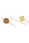 Zariin_Gold Plated Stone Floral Earrings_Online_at_Aza_Fashions