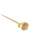 Buy_Zariin_Gold Stone Floral Bun Stick  _at_Aza_Fashions