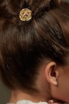 Shop_Zariin_Gold Stone Floral Bun Stick  _at_Aza_Fashions