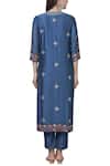 Shop_Kora_Blue Chanderi Kurta Set_at_Aza_Fashions