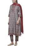Buy_Kora_Red Chanderi Kurta Set_at_Aza_Fashions