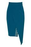 Shop_Amit Aggarwal_Blue Moss Crepe Asymmetric Skirt_at_Aza_Fashions