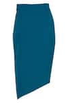 Amit Aggarwal_Blue Moss Crepe Asymmetric Skirt_Online_at_Aza_Fashions