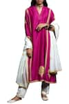 Buy_Payal Pratap_Pink Matka Silk V Neck Embroidered Kurta Set  _Online_at_Aza_Fashions