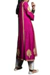 Shop_Payal Pratap_Pink Matka Silk V Neck Embroidered Kurta Set  _at_Aza_Fashions