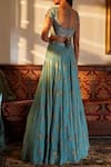 Shop_Sana Barreja_Green Georgette Sweetheart Neck Embroidered Lehenga Set _at_Aza_Fashions