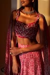 Sana Barreja_Pink Chanderi Sweetheart Neck Bridal Lehenga Set _Online_at_Aza_Fashions