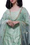 Shop_Vikram Phadnis_Green Raw Silk Embroidered Kurta Sharara Set_at_Aza_Fashions