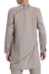 Shop_Son of A Noble Snob_Grey Linen Kurta  _at_Aza_Fashions