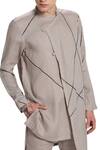 Shop_Son of A Noble Snob_Grey Linen Kurta  _Online_at_Aza_Fashions