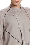 Son of A Noble Snob_Grey Linen Kurta  _at_Aza_Fashions