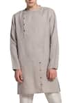 Shop_Son of A Noble Snob_Grey Linen Kurta_Online_at_Aza_Fashions