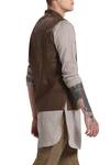 Buy_Son of A Noble Snob_Brown Linen Nehru Jacket_Online_at_Aza_Fashions