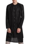 Shop_Son of A Noble Snob_Black Linen Layered Kurta_Online_at_Aza_Fashions