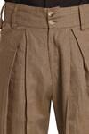 Son of A Noble Snob_Beige Linen Pleated Pants_at_Aza_Fashions