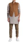 Buy_Son Of A Noble Snob_Brown Cotton Nehru Jacket_Online_at_Aza_Fashions