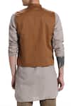 Shop_Son Of A Noble Snob_Brown Cotton Nehru Jacket_at_Aza_Fashions