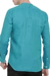 Shop_Mayank Modi - Men_Blue Linen Embroidered Shirt _at_Aza_Fashions