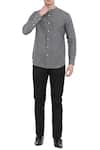 Buy_Mayank Modi - Men_Black Linen Textured Shirt _at_Aza_Fashions