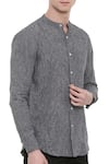 Mayank Modi - Men_Black Linen Textured Shirt _Online_at_Aza_Fashions