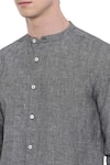 Shop_Mayank Modi - Men_Black Linen Textured Shirt _Online_at_Aza_Fashions