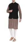 Buy_Mayank Modi - Men_Black Linen Quilted Bundi  _at_Aza_Fashions