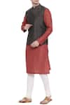 Buy_Mayank Modi - Men_Grey Cotton Silk Bundi_at_Aza_Fashions