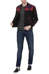 Buy_Mayank Modi - Men_Black Cotton Overlay Bomber Jacket  _at_Aza_Fashions