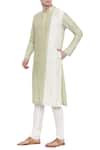 Buy_Mayank Modi - Men_Green Silk Panel Kurta Set _Online_at_Aza_Fashions