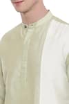 Shop_Mayank Modi - Men_Green Silk Panel Kurta Set _Online_at_Aza_Fashions